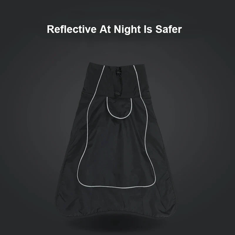 Large breed winter dog coat with reflective safety feature, waterproof and fleece-lined, ideal for outdoor protection.