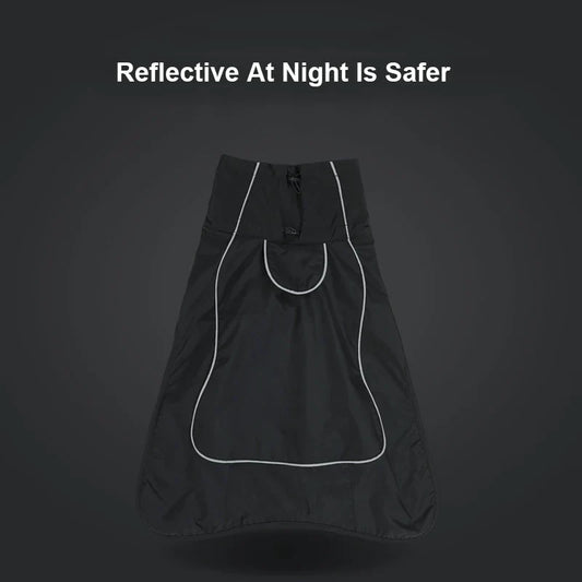 Large breed winter dog coat with reflective safety feature, waterproof and fleece-lined, ideal for outdoor protection.