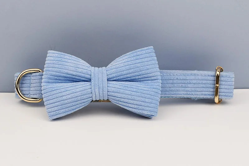 Personalised Blue Corduroy Dog Set – Choose Collar, Harness, Lead or Full Bundle