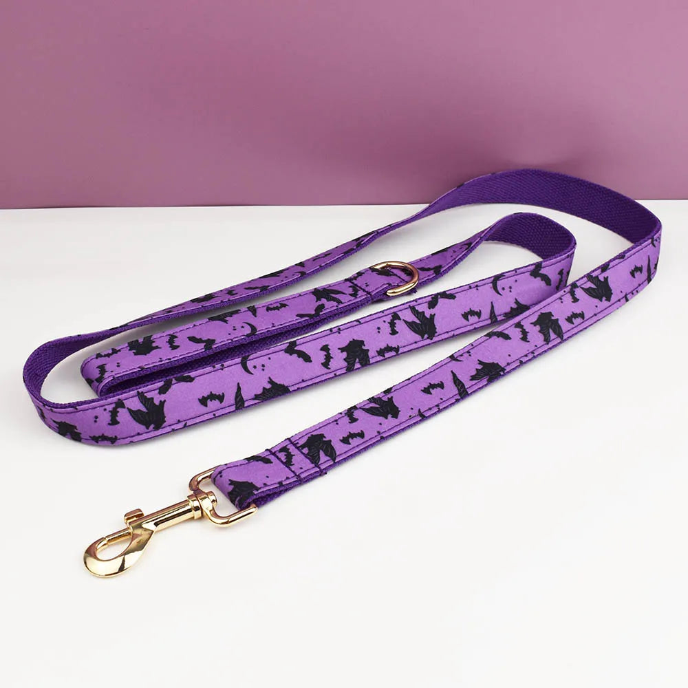 Vampire Nights Personalised Dog Collar & Harness Set – Halloween 4-Piece Pet Accessory with Engraved ID Tag, Lead & Bow Tie (XS–XL)
