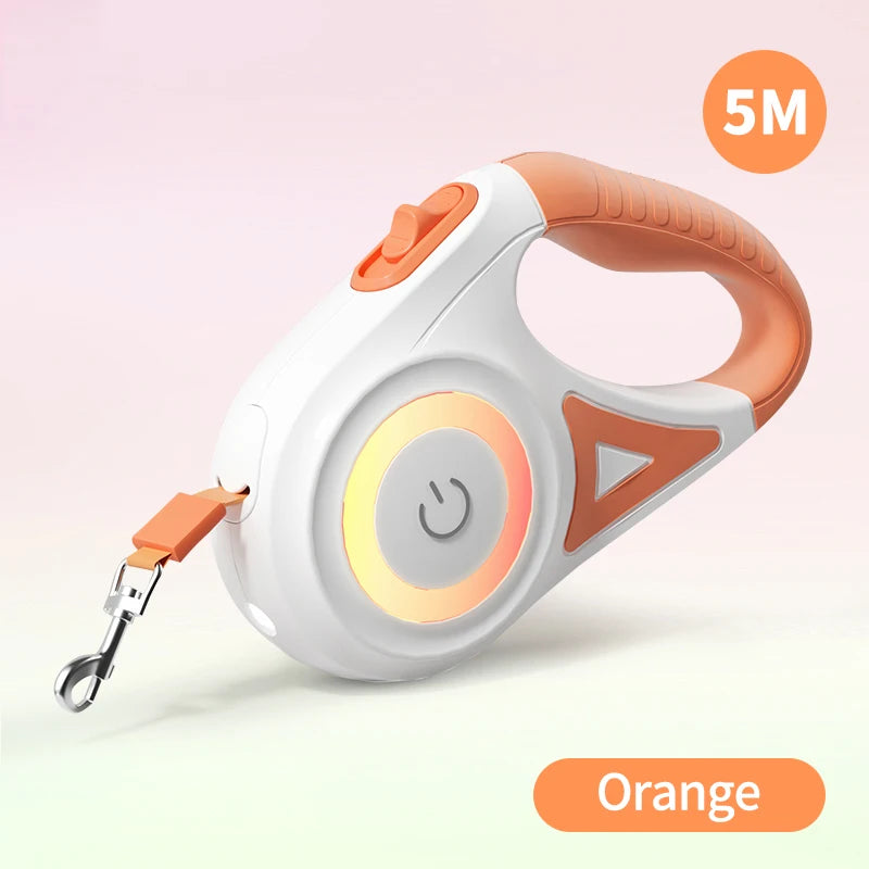 5M Retractable Dog Lead with LED Safety Light – Tangle-Free, Locking System & Night Visibility