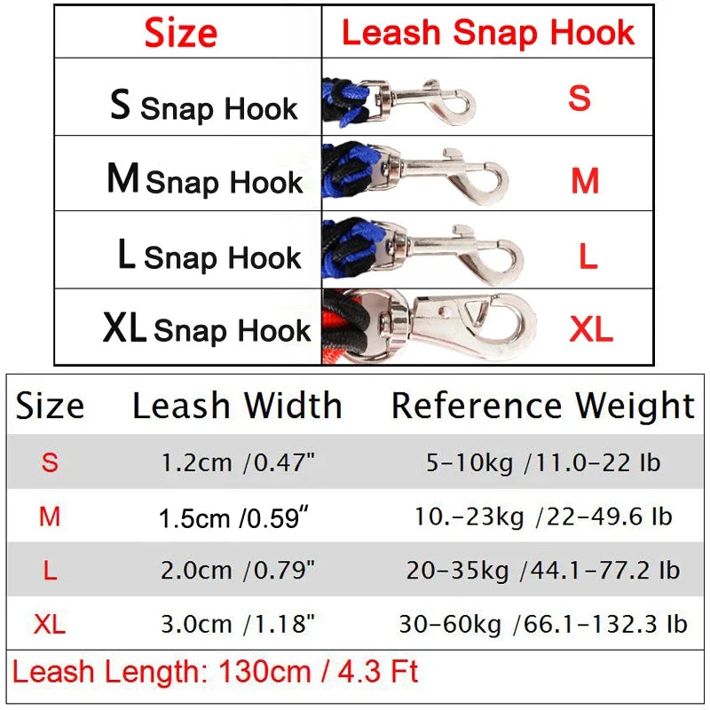 Heavy-Duty Braided Rope Dog Lead (S–XL, up to 60 kg)