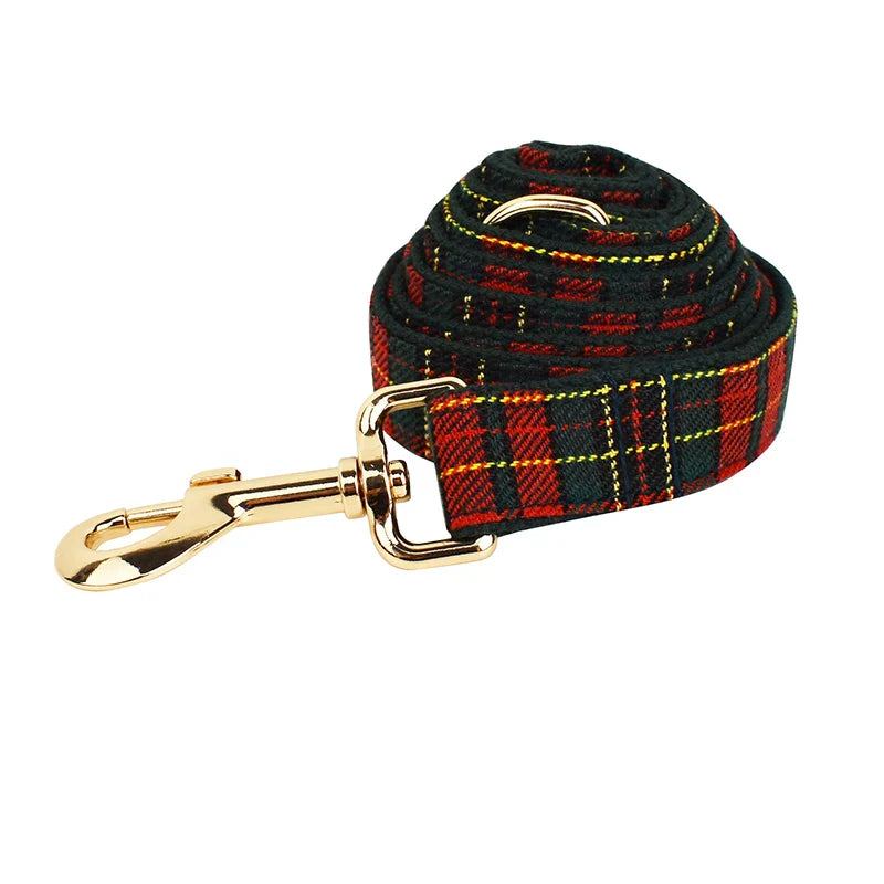 Luxury dog leash in American flag design with grid pattern, breakaway, padded, personalized features, 100% cotton, fits all sizes.