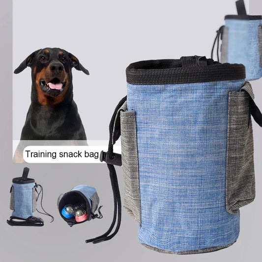 Versatile Treat Pouch for Dog Training - Blue, Durable Linen, Easy Access, Adjustable Strap