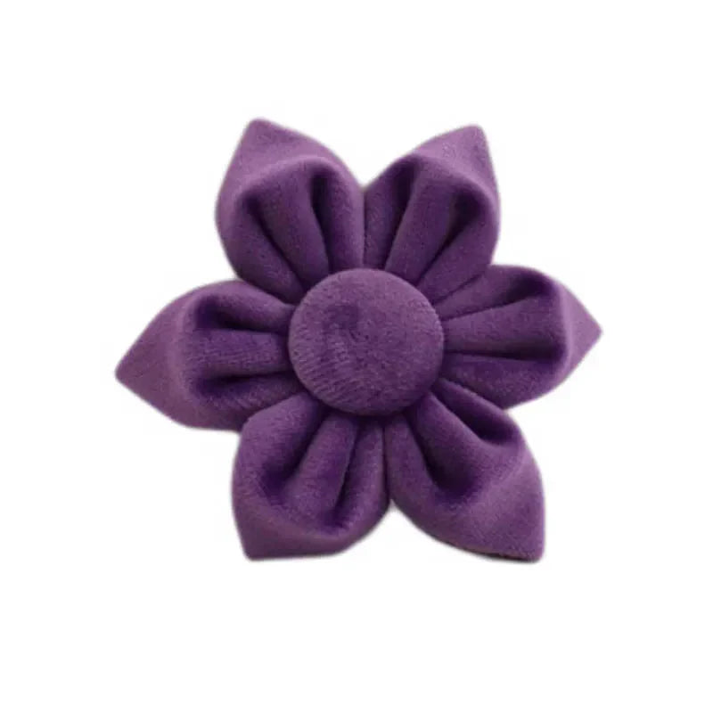 Luxury purple velvet flower accessory for pet collars.