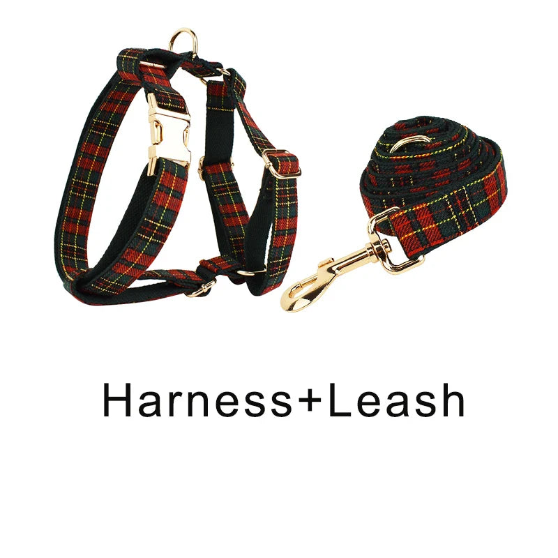 Luxury dog collar and leash set with American flag design and custom logo.
