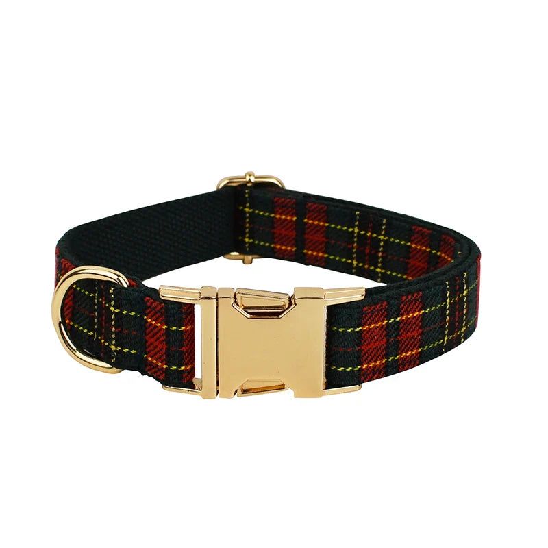 Luxury dog collar with American flag design, customizable with padded features and quick release buckle, crafted from 100% cotton for all-season use.