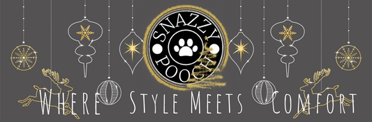 Snazzy Pooch E-Gift Card with festive design and stylish dog accessories theme.