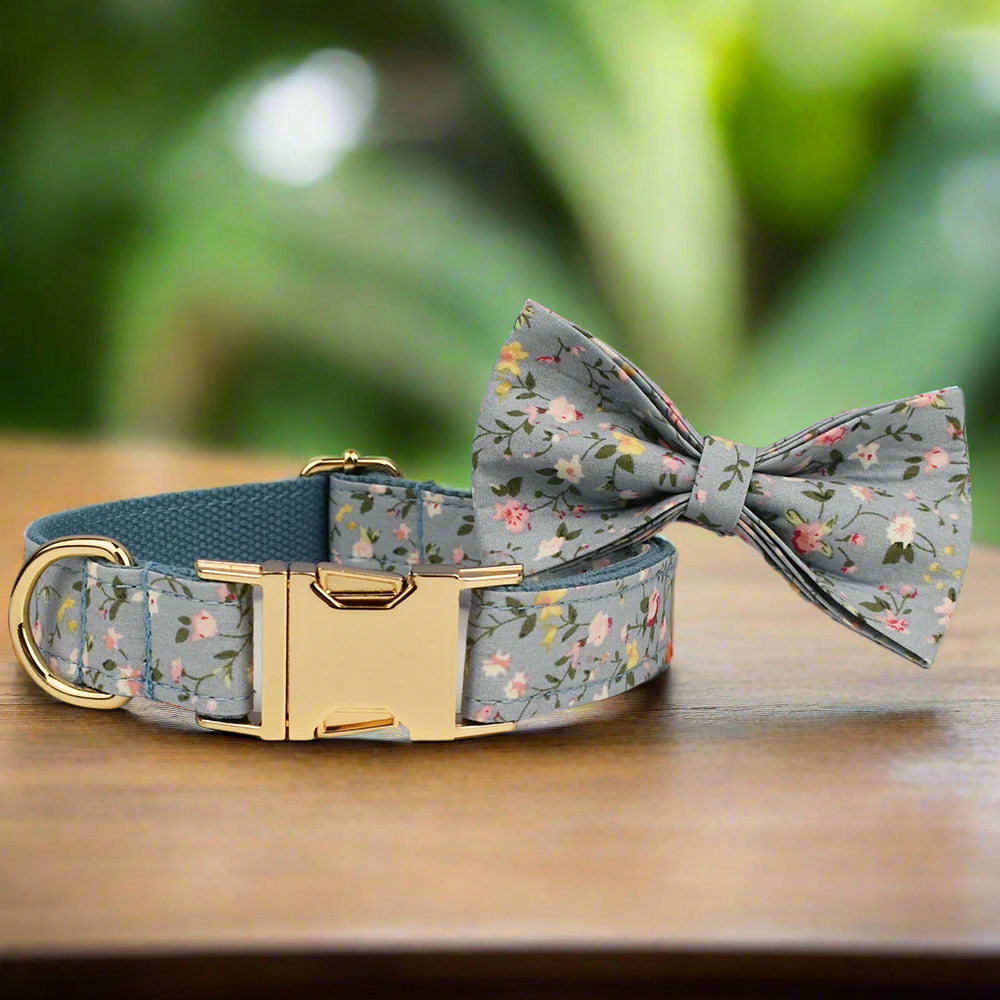 Country Floral Dog Collar - collar and bow