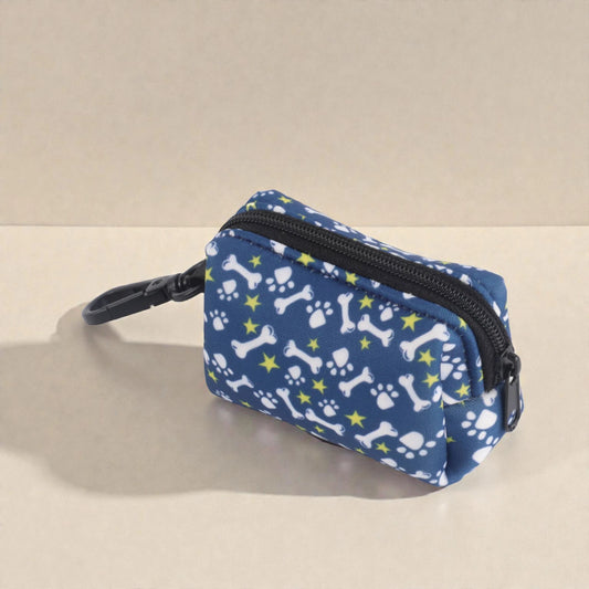 blue dog poop bag holder with zip