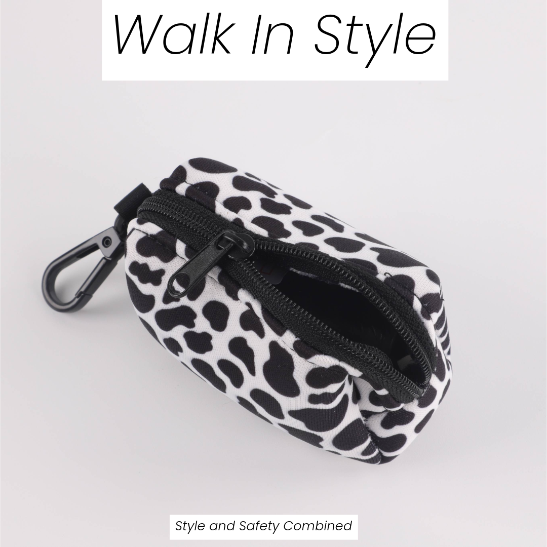 Cow print snazzy pooch poop bag