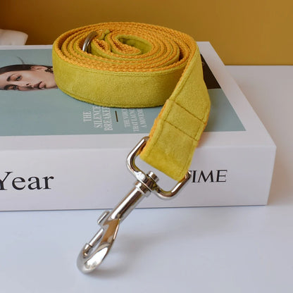 Mustard Velvet Personalised Dog Collar – Soft & Stylish