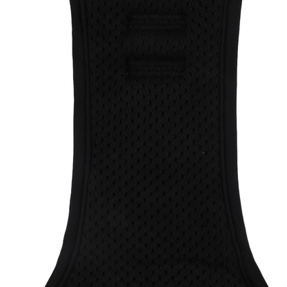 Padded slip-on pet harness in black neoprene with peppermint detailing.