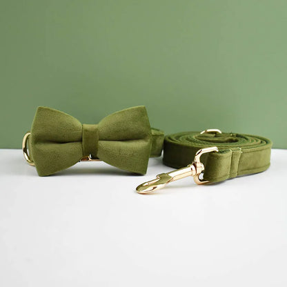 Velvet Envy Collection – Personalised Dog Collars in Elegant Green Tones Options (Personalised)