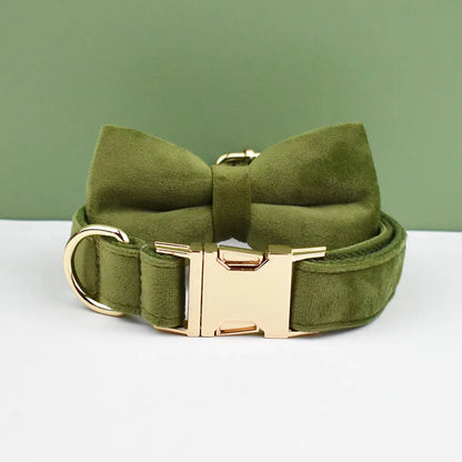 Velvet Envy Collection – Personalised Dog Collars in Elegant Green Tones Options (Personalised)