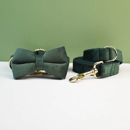 Velvet Envy Collection – Personalised Dog Collars in Elegant Green Tones Options (Personalised)