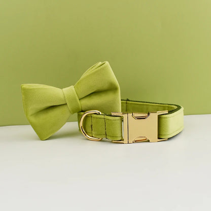 Velvet Envy Collection – Personalised Dog Collars in Elegant Green Tones Options (Personalised)