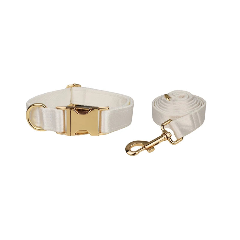 Ever After Ivory – Personalised Dog Wedding Set With Harness, Lead Collar & Bow