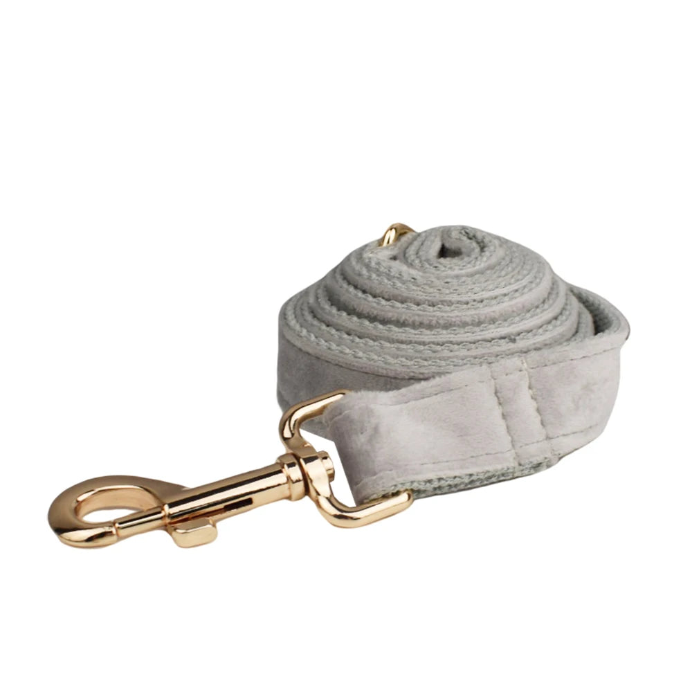 Handmade Velvet Fabric Collection | Engravable | Luxury Dog Accessories | Grey