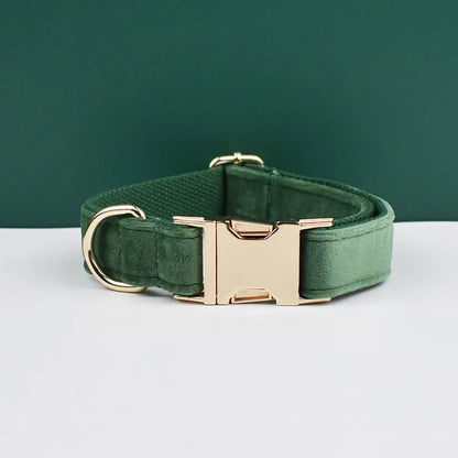 Velvet Envy Collection – Personalised Dog Collars in Elegant Green Tones Options (Personalised)