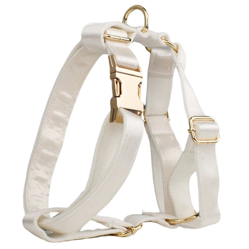 Ever After Ivory – Personalised Dog Wedding Set With Harness, Lead Collar & Bow