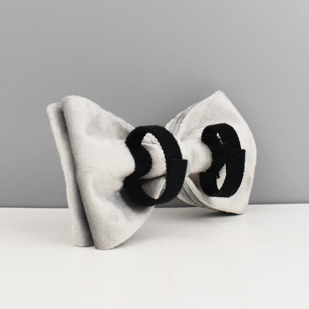 Handmade Velvet Fabric Collection | Engravable | Luxury Dog Accessories | Grey