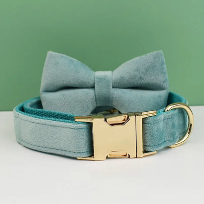 Velvet Envy Collection – Personalised Dog Collars in Elegant Green Tones Options (Personalised)