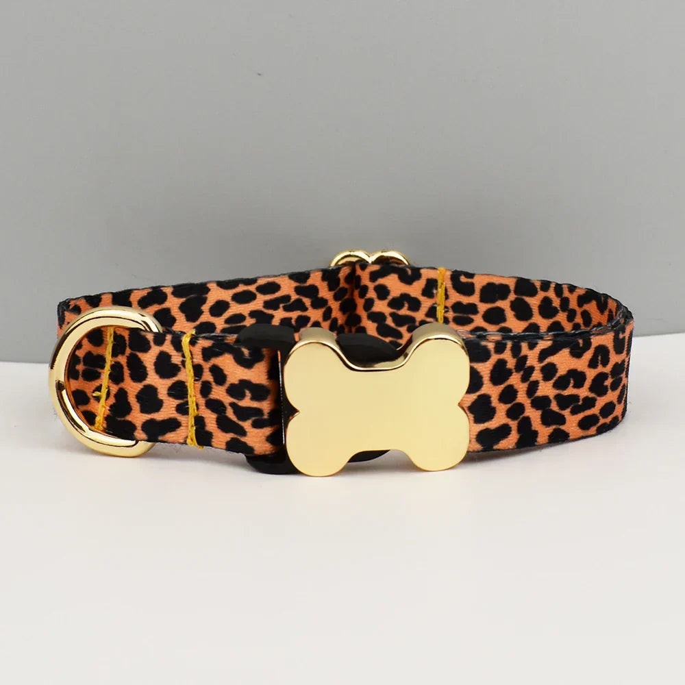 Custom engraved ethnic style dog collar for small to large dogs with nameplate.