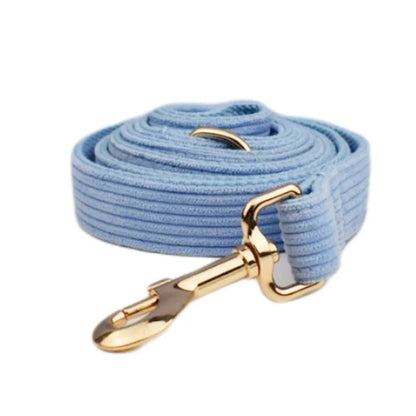 Personalised Blue Corduroy Dog Set – Choose Collar, Harness, Lead or Full Bundle