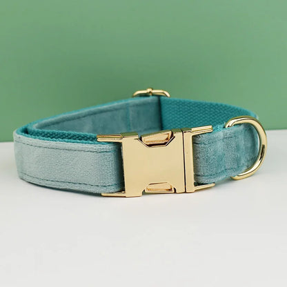 Velvet Envy Collection – Personalised Dog Collars in Elegant Green Tones Options (Personalised)
