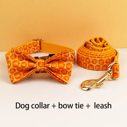 Pumpkin Patch Dog Collar & Harness Set – Premium Engraved 4-Piece Bundle or Individual Options  (XS–XL)