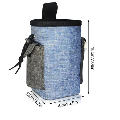 Versatile Treat Pouch in blue, with side pockets and adjustable strap for dog training essentials.