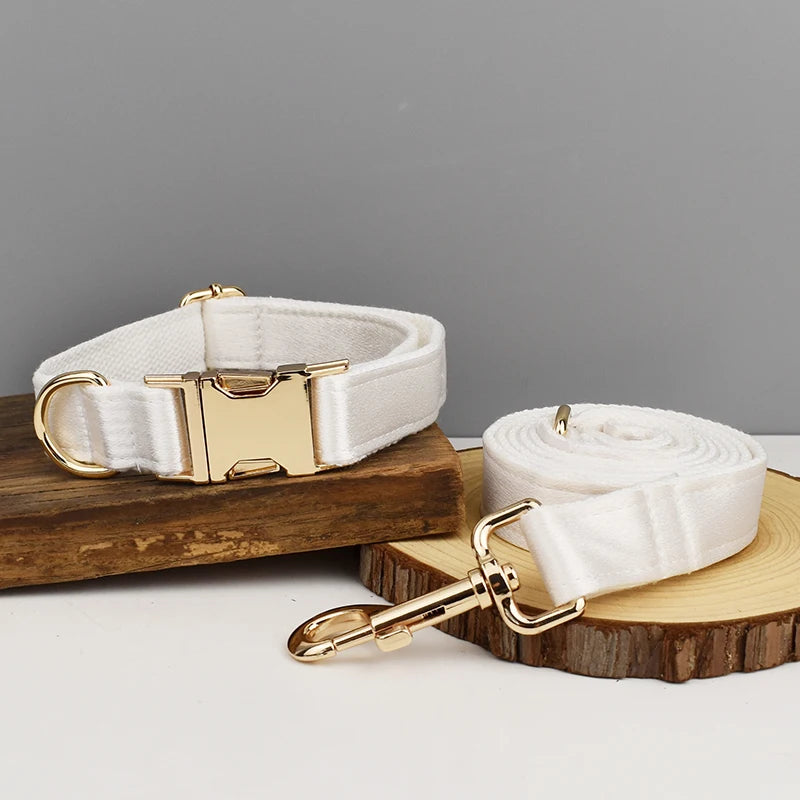 Ever After Ivory – Personalised Dog Wedding Set With Harness, Lead Collar & Bow