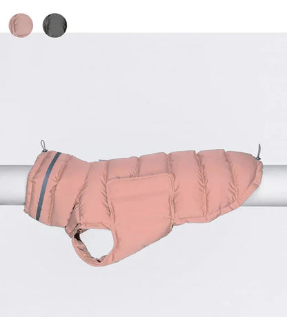 Snug & Dry Waterproof Dog Coat in pink, windproof and insulated design.
