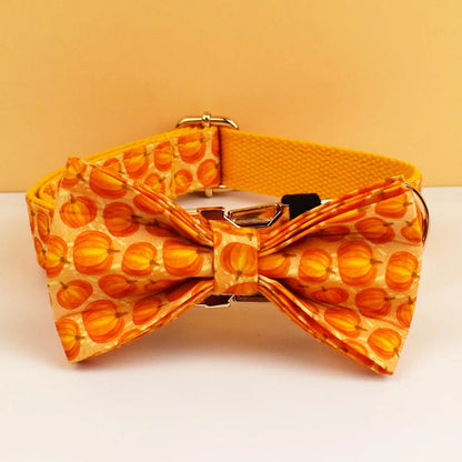Pumpkin Patch Dog Collar & Harness Set – Premium Engraved 4-Piece Bundle or Individual Options  (XS–XL)