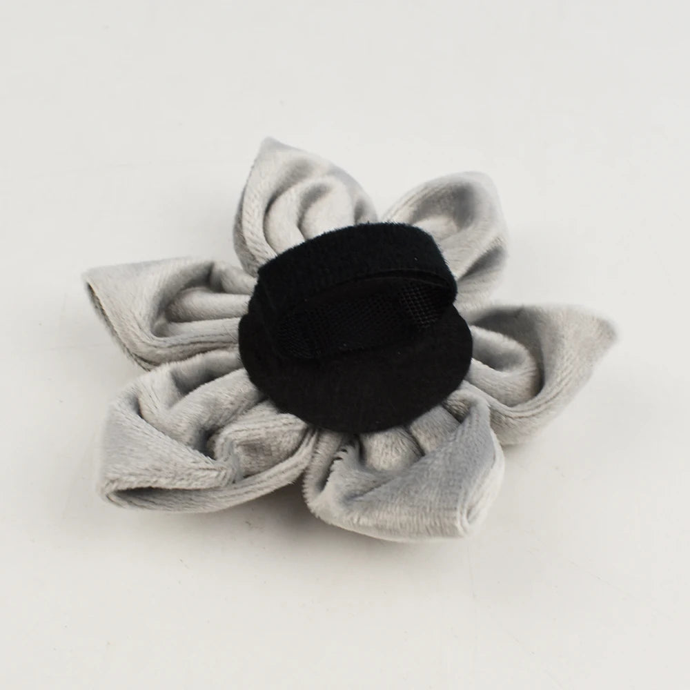 Handmade Velvet Fabric Collection | Engravable | Luxury Dog Accessories | Grey