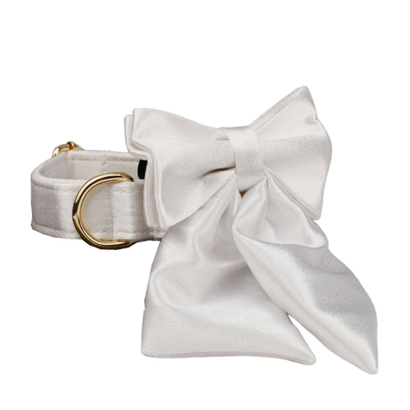Ever After Ivory – Personalised Dog Wedding Set With Harness, Lead Collar & Bow