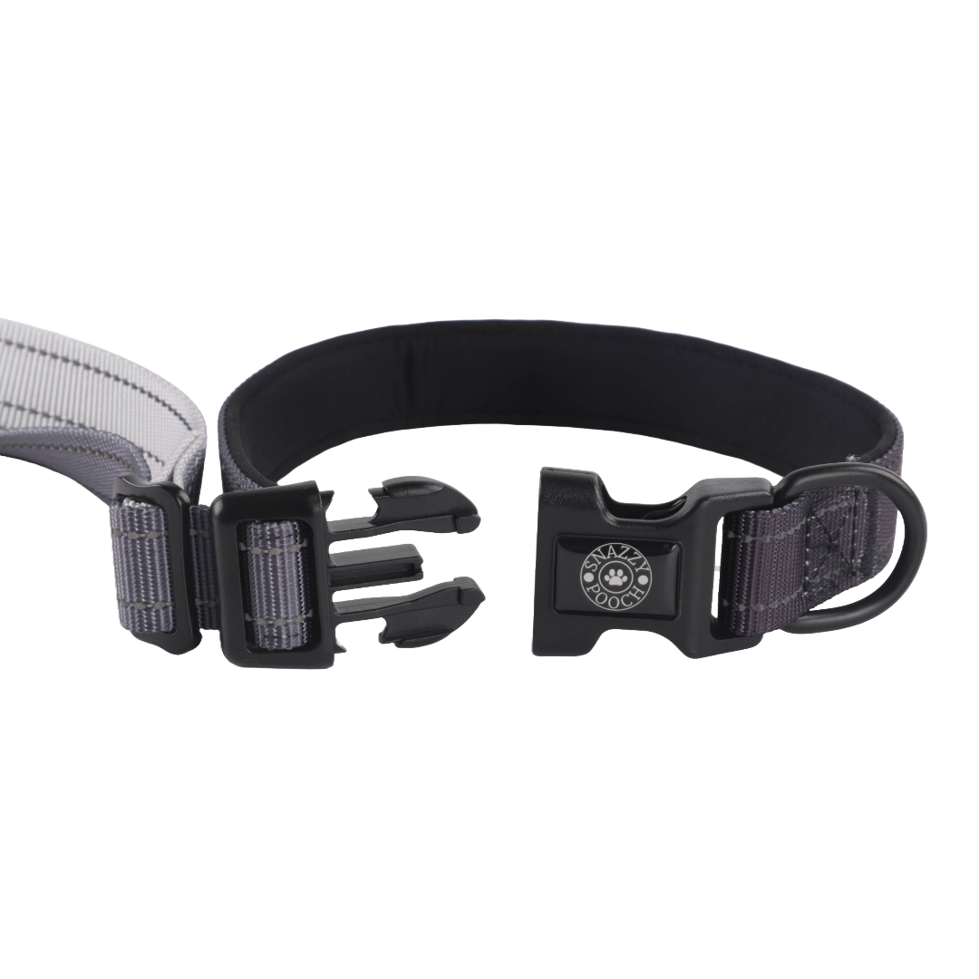 black/Grey Snazzy Pooch dog lead with black clasp.