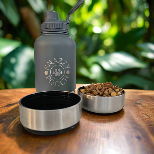 Snazzy Pooch 3-in-1 Water Bottle | Portable Dog Water Bottle | Sage Green & Grey