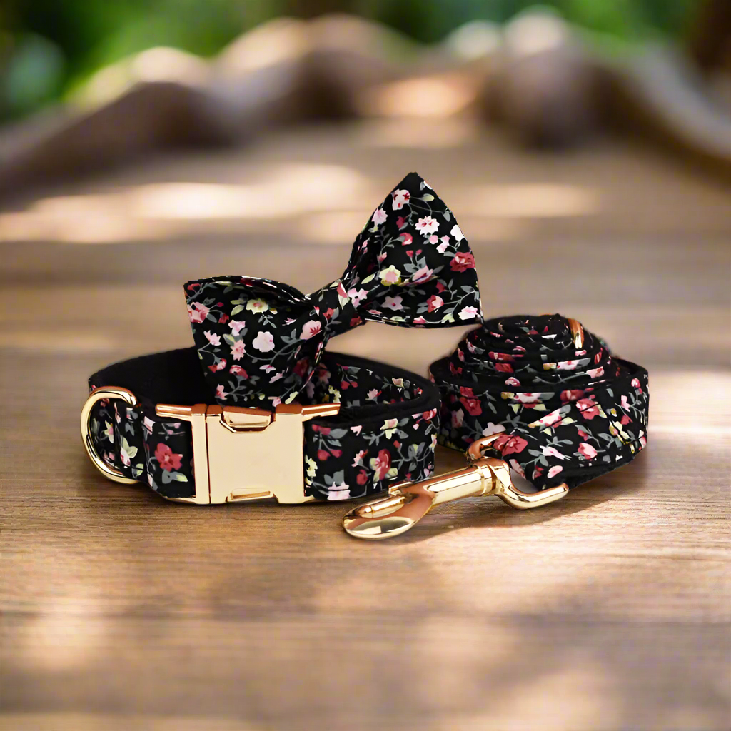 midnight bloom dog collar set