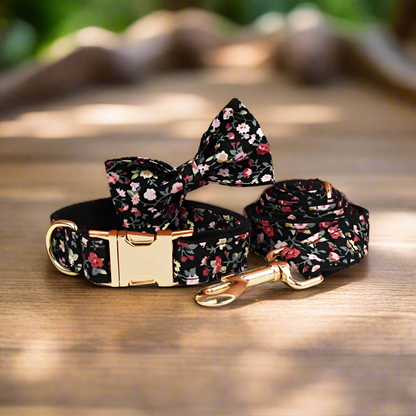 midnight bloom dog collar set