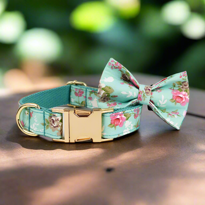 elegant vintage bloom dog collar and bow