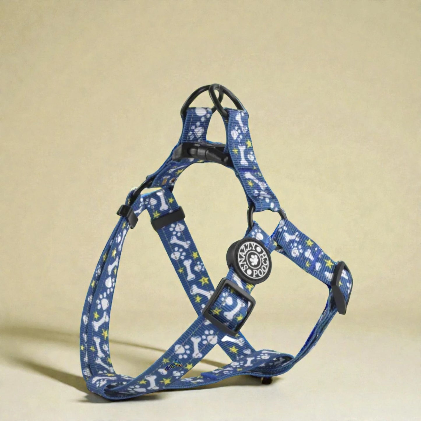 Blue bones step in dog harness