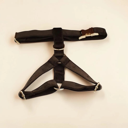 Personalised Velvet Dog Harness- Brown