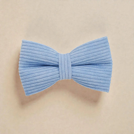 Light blue bow tie on a beige background