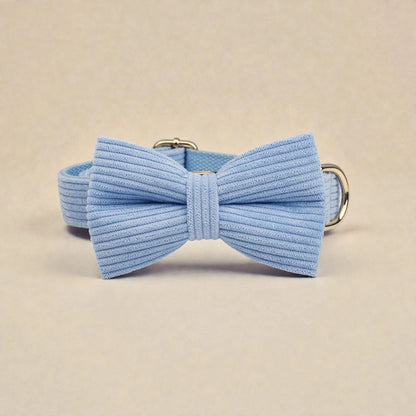 Light blue bow tie on a beige background
