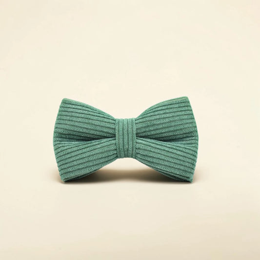 Green dog bow tie on a beige background