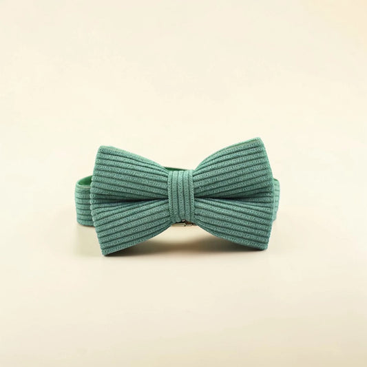 Green dog bow tie on a beige background