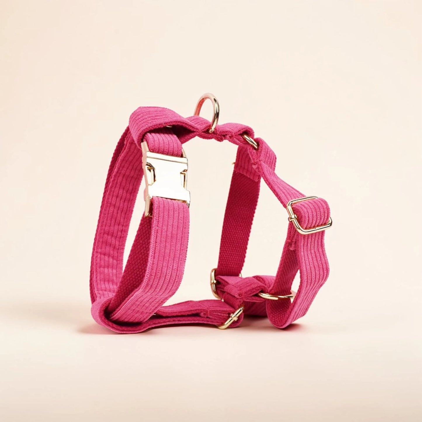 Personalised Corduroy Dog Harness - Dark Pink