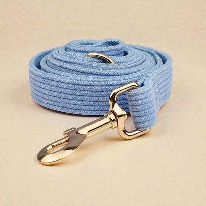 Corduroy Dog Lead - Light Blue